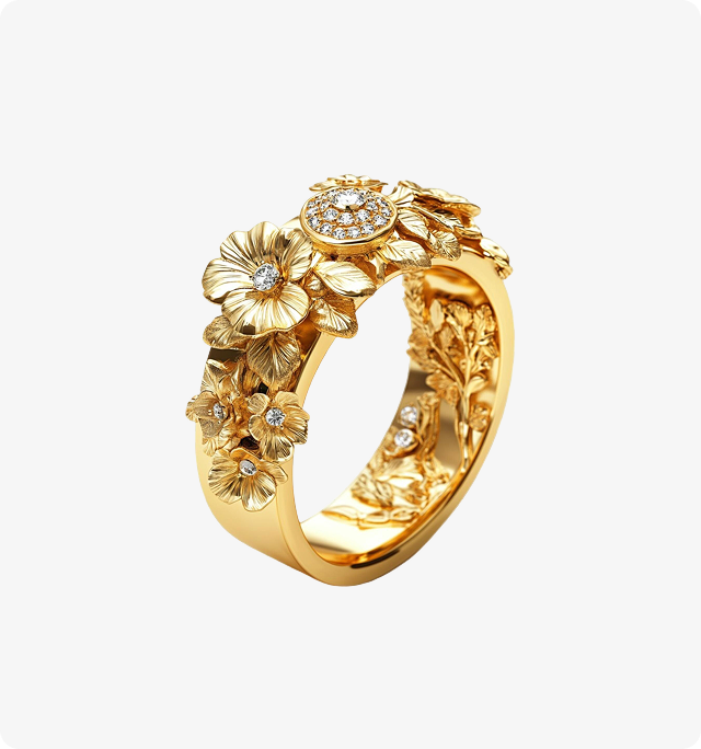 Floral Charm Cluster Ring